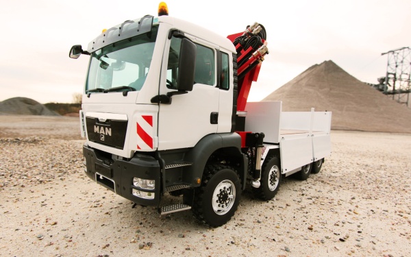 MAN TGS 4-axle construction material truck Euro 6 with Palfinger loading crane PK 23002-SH